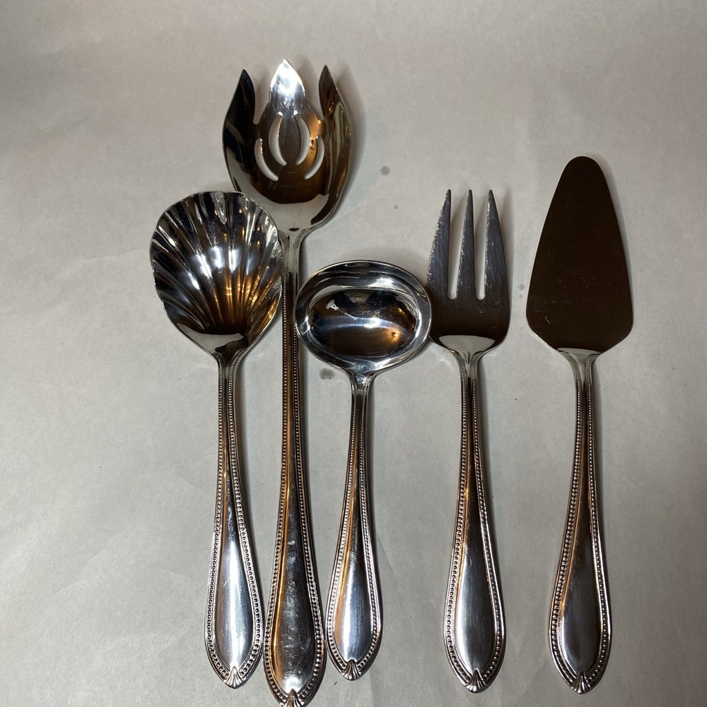 Reed And Barton Whitley Serving Pieces Stainless Steel 5‎ Count Classic Beaded